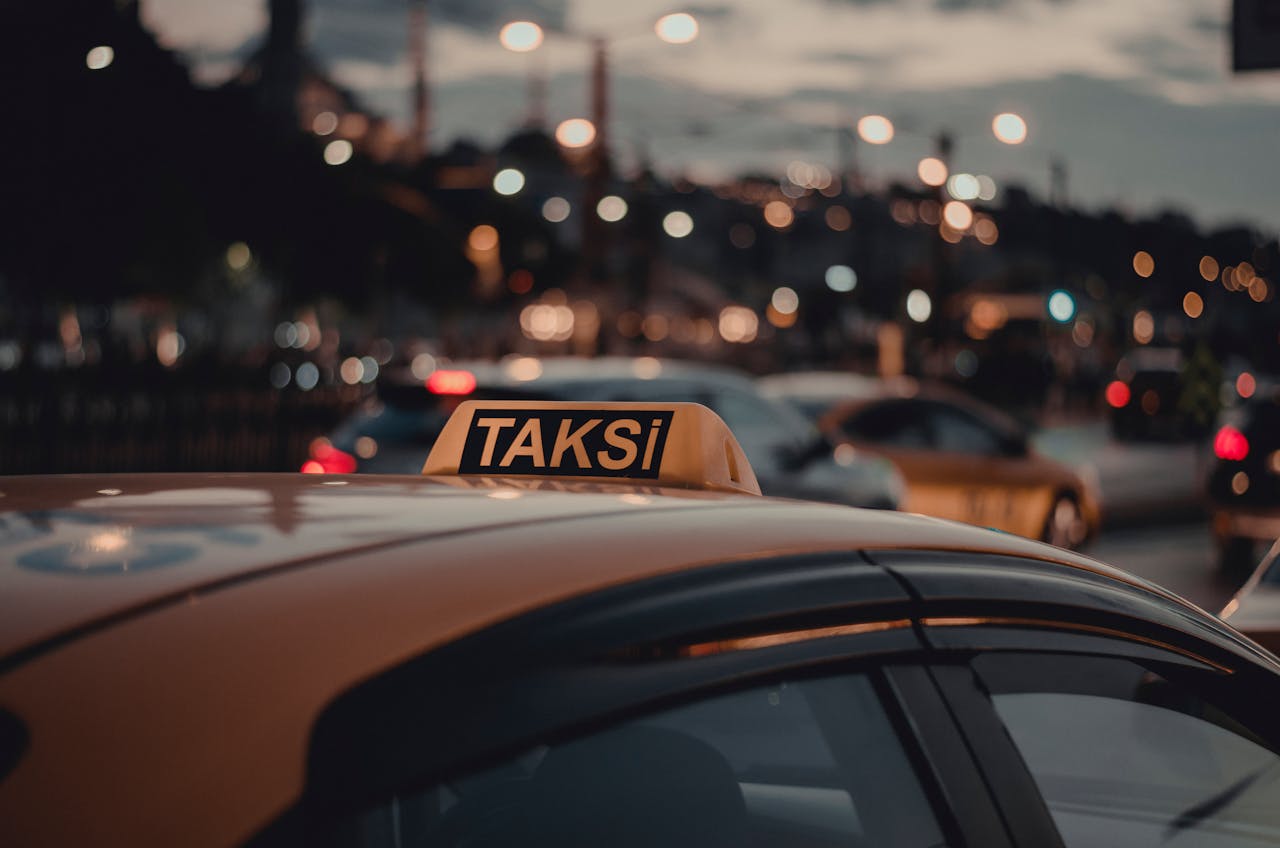 Close-up of a taxi with a 